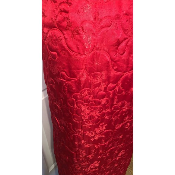 Vintage 100% Silk Made in Hong Kong CATHAY Red Quilted Robe Large - Picture 5 of 8
